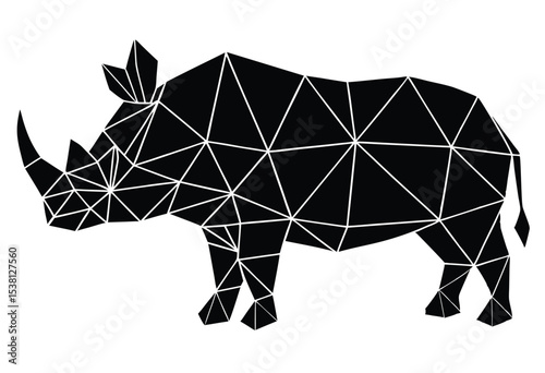 low poly rhinoceros silhouette vector illustration geometric animal rhino polygon design art