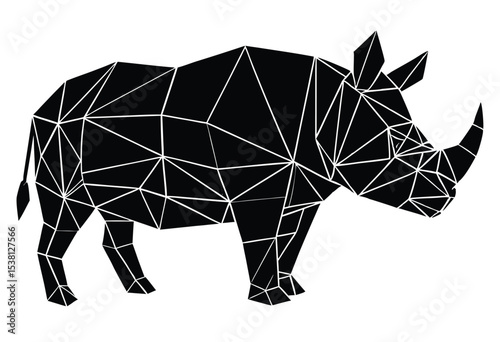 low poly rhinoceros silhouette vector illustration geometric animal rhino polygon design art