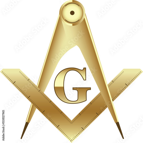 Gold freemason symbol. masonic society emblem. vector