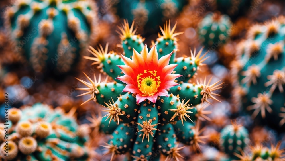 Fototapeta premium Close Up View Of Cactus Spines And Details with Empty Copy Space For Text