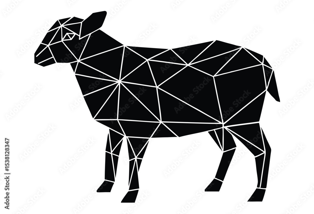 Obraz premium Low poly sheep silhouette vector art geometric farm animal design simple illustration
