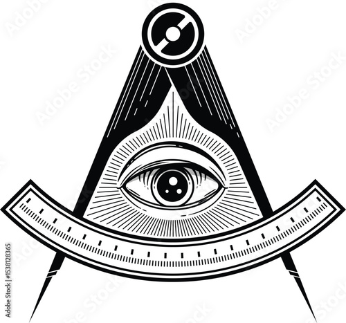 Masonic freemason emblem symbol. freemason society icon. vector