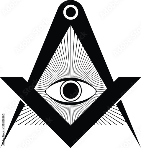 Masonic square and freemason symbol. Mystic occult esoteric, sacred society. Vector illustration