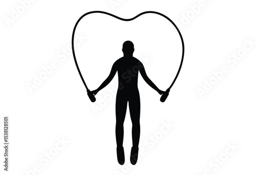 Skipping rope icon vector flat design silhouette simple illustration fitness gym equipment