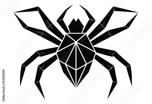 Low poly spider silhouette vector, polygonal spider shape, modern arachnid graphic design