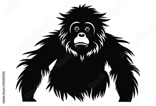 Sumatran orangutan silhouette vector illustration simple icon flat design wildlife conservation photo