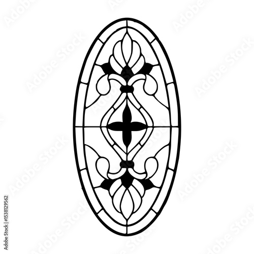 ornate oval stained glass design