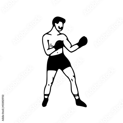 vintage boxer in fighting stance illustration