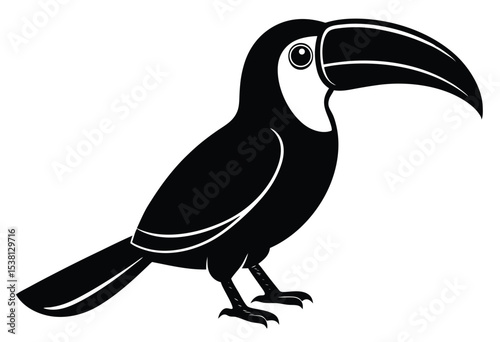 Toucan bird Silhouette Vector illustration, toucan simple icon flat design.