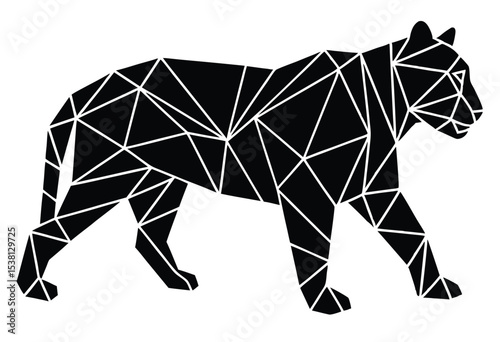 Low Poly Tiger Silhouette Graphic Vector Illustration for T Shirt Poster Tattoo