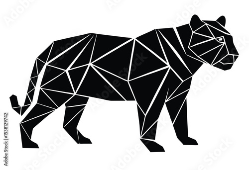 Low Poly Tiger Silhouette Graphic Vector Illustration for T Shirt Poster Tattoo