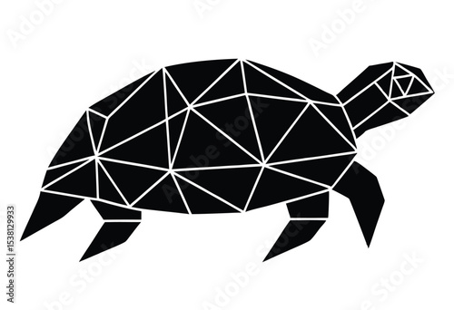 Low poly turtle silhouette design, polygon turtle vector illustration, geometric animal graphic