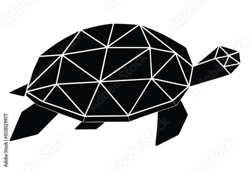 Turtle low poly silhouette vector, geometric turtle outline design, abstract turtle shape art