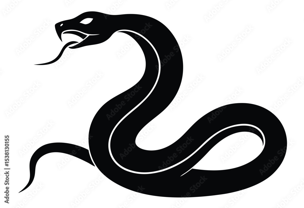 Fototapeta premium Viper snake silhouette vector illustration venomous snake outline icon isolated on white background