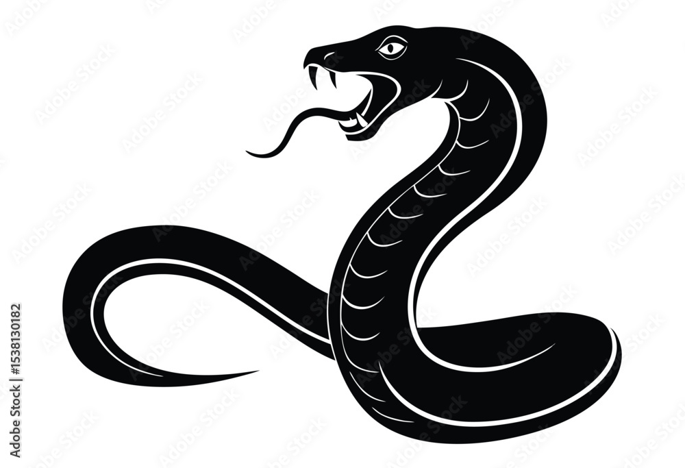 Fototapeta premium Viper snake silhouette vector illustration venomous snake outline icon isolated on white background