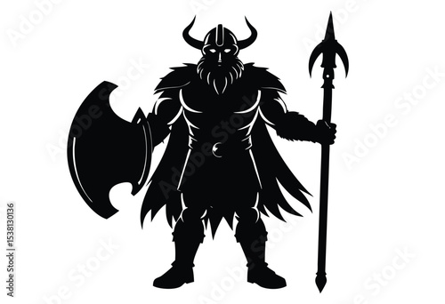 Viking warrior vector illustration flat design simple silhouette fierce Nordic warrior icon
