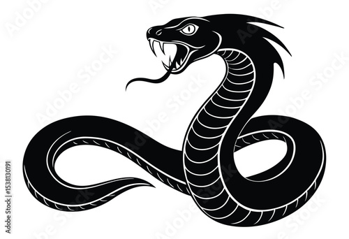 Viper snake silhouette vector illustration venomous snake outline icon isolated on white background