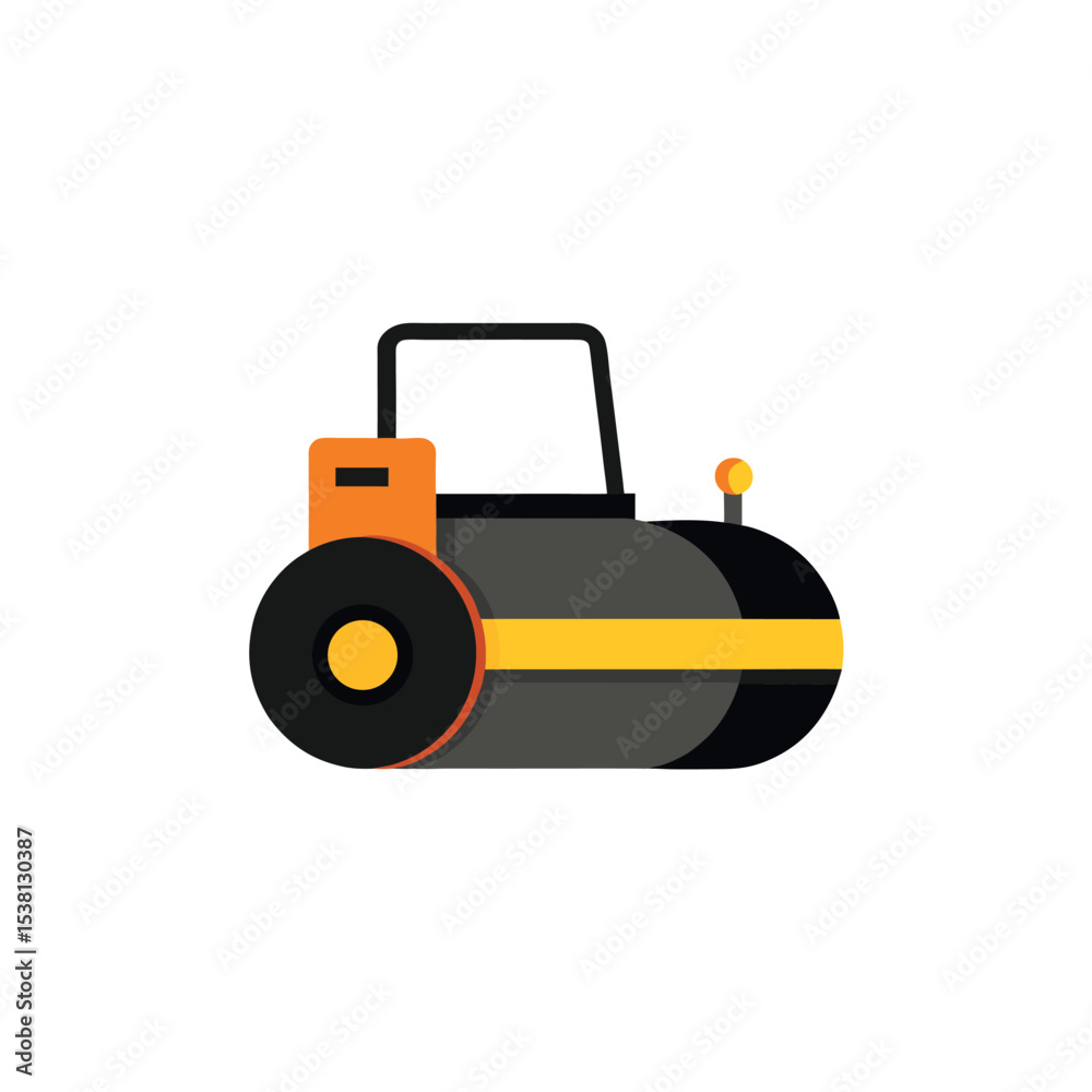 Obraz premium Asphalt Roller Vector Illustration Representing Roadwork and Heavy Construction