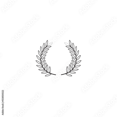 Elegant minimalist laurel wreath vector design illustration decorative floral element