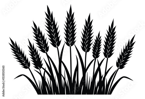 Wheat Plant Crop Silhouette Vector Illustration for Agriculture Design and Farm Icon Graphics