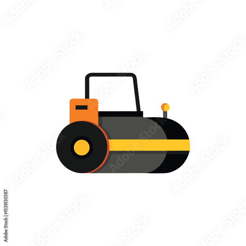 Asphalt Roller Vector Illustration Representing Roadwork and Heavy Construction