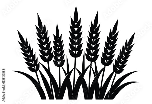 Wheat Plant Crop Silhouette Vector Illustration for Agriculture Design and Farm Icon Graphics