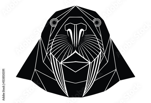 Low poly walrus head silhouette vector illustration animal face art isolated