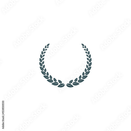 Dark green laurel wreath isolated on white elegant design element vector
