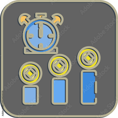 Icon block time. Crypto currency elements. Icon in embossed style.