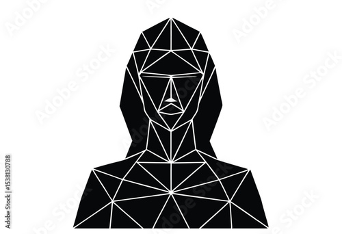 Low Poly Woman Silhouette Vector Illustration, Geometric Woman Face Silhouettes