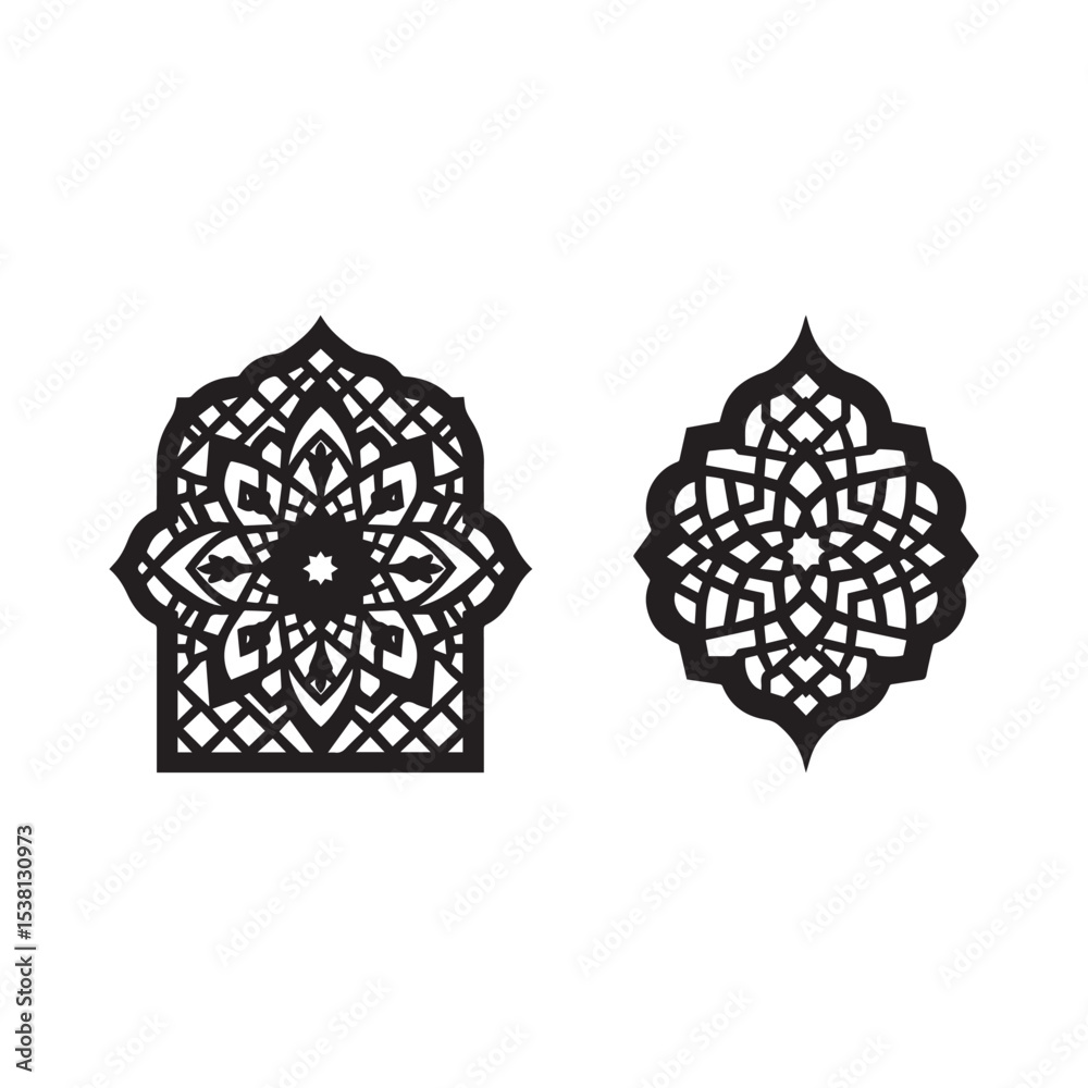 Fototapeta premium Islamic jali pattern silhouette on a white background. Interior decoration element. Vector illustration