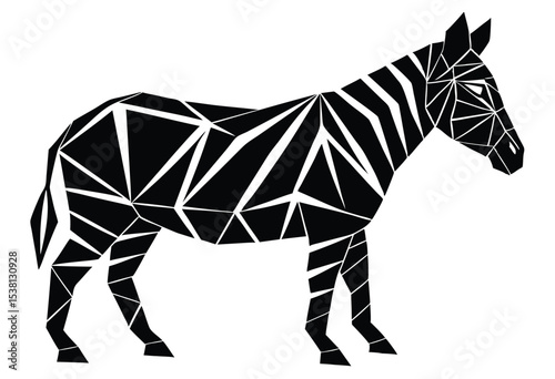 Low poly zebra silhouette vector artwork geometric animal shape minimalistic design concept