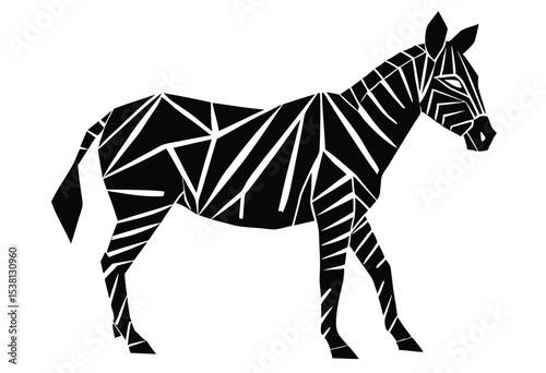 Low poly zebra silhouette vector artwork geometric animal shape minimalistic design concept