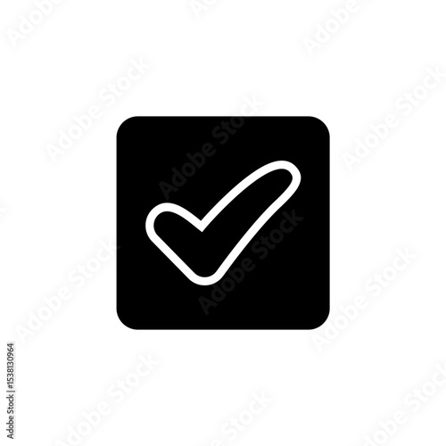 White Check Mark in Black Square Icon