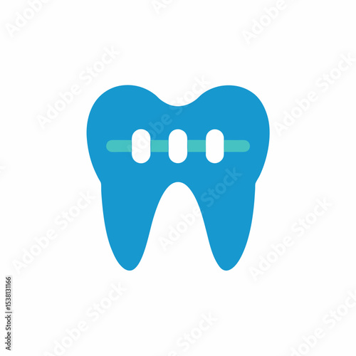 Tooth with Braces Vector Illustration Representing Orthodontic Dental Treatment