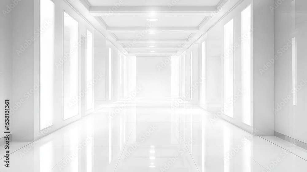 Naklejka premium Illuminated Passage Hall A Futuristic Indoor Architectural Showcase of Elegance and Brilliance