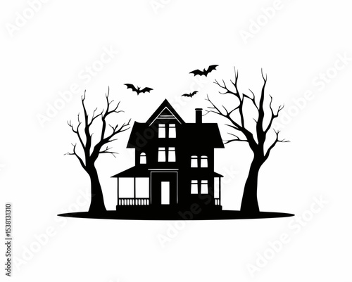 house and tree silhouette