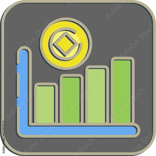 Icon hash rate. Crypto currency elements. Icon in embossed style.