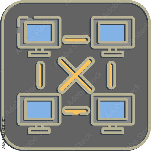Icon peer to peer. Crypto currency elements. Icon in embossed style.