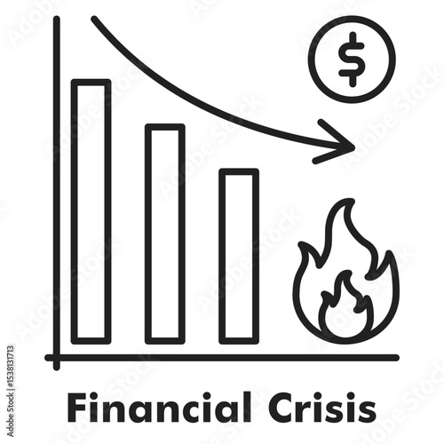 Financial Crisis Outline Icon