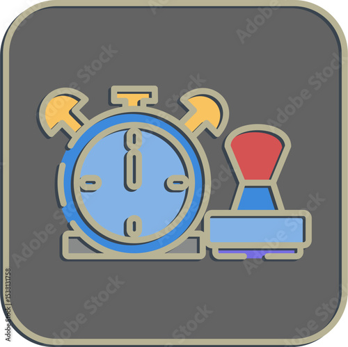 Icon time stamp. Crypto currency elements. Icon in embossed style.