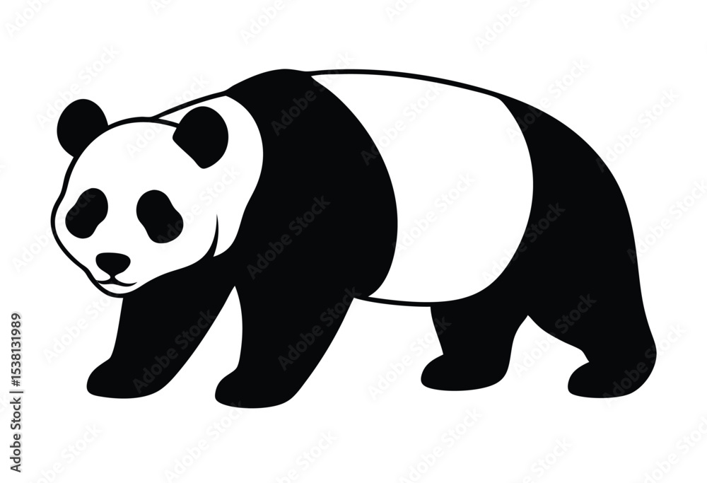 Fototapeta premium Cute Panda Silhouette Vector Art Animal Design for T Shirt Sticker Logo and Print Elements