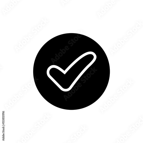 White Check Mark in Black Circle Icon
