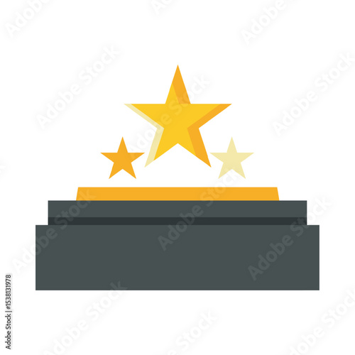 Golden stars on a dark gray podium design graphic element