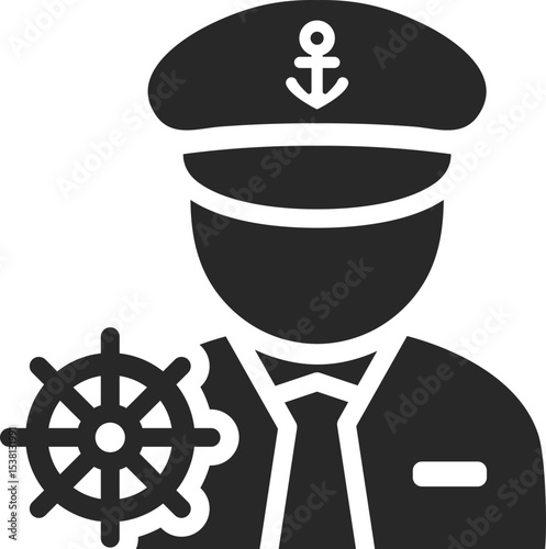 Naval officer solid icon used in marine, nautical, and maritime profession designs.