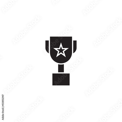 Simple black champion trophy vector illustration with star symbol