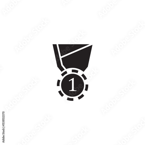 Number one achievement medal black and white minimalist vector design