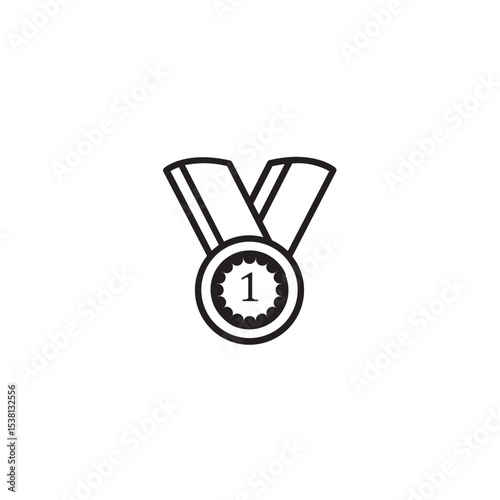 First place medal icon achievement award graphic element vector illustration