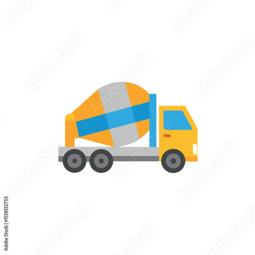 Concrete Mixer Truck Vector Illustration on White Background for Industrial Work Themes