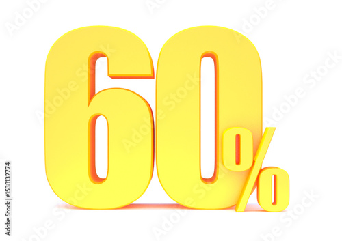 Gold 60 Percent off 3d Sign on White Background, Special Offer 60% Discount Tag, Sale Up to 60 Percent Off,big offer, Sale, Special Offer Label, Sticker, Tag, Banner, Advertising, offer Icon